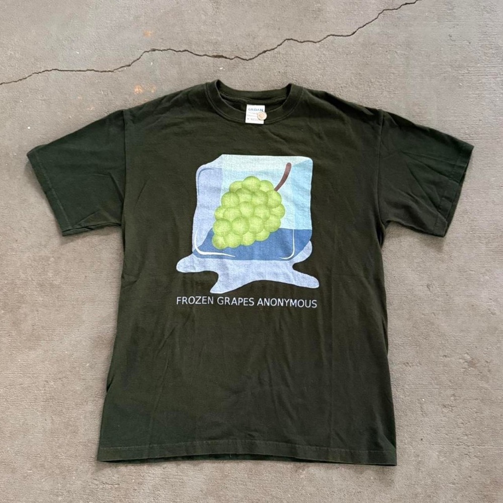 Impo Olive Green Short Sleeve Graphic Tee with Lime Green Grape Print